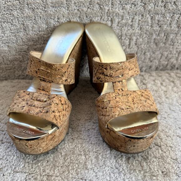 Jimmy Choo Porter Cork Wedge Sandals Size 35 (Women’s US 5) - Picture 1 of 12